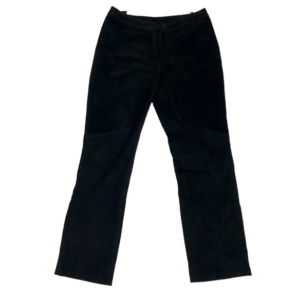 Willi Smith Collection Black Suede Leather Straight Leg Pants Size 10 Women’s - Picture 1 of 5